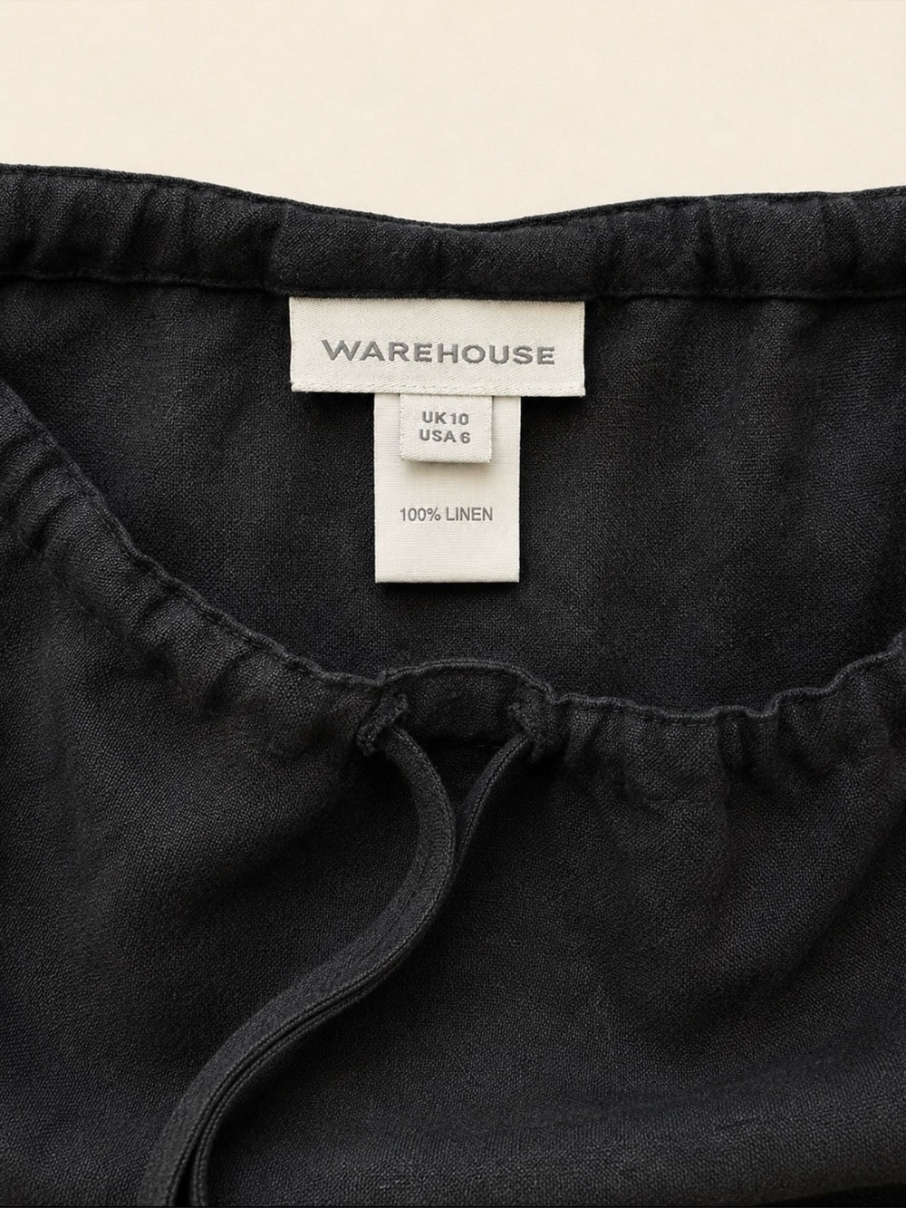 100% Linen Black Drawstring Waist A-Line Maxi Skirt 6 Warehouse - Picture 4 of 6